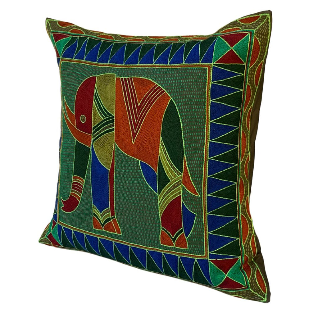 Fevertree Large Elephant Hand-Embroidered Cushion Cover