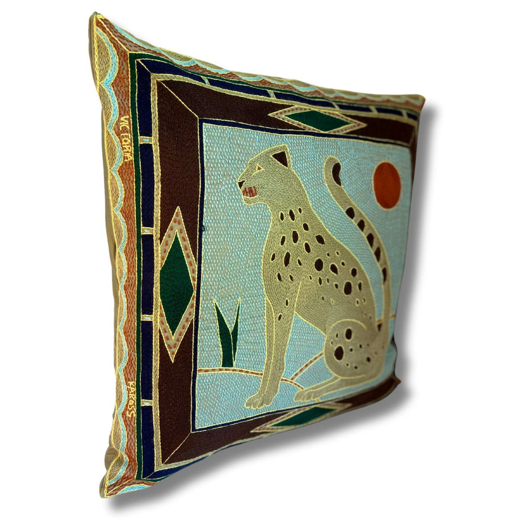 Mopani Moments Leopard Large Hand-Embroidered Cushion Cover