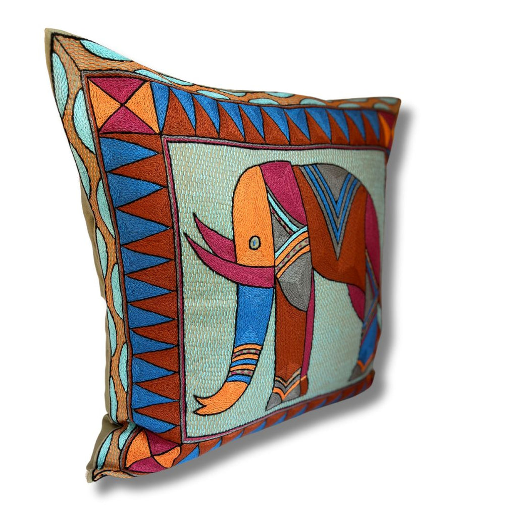 Bougainvillea Large Elephant Large Hand-Embroidered Cushion Cover