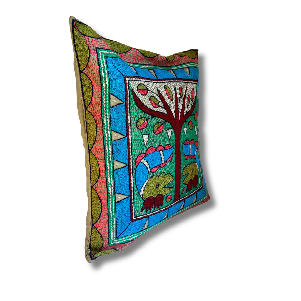 Turaco Crocodile Love Hand-Embroidered Cushion Cover