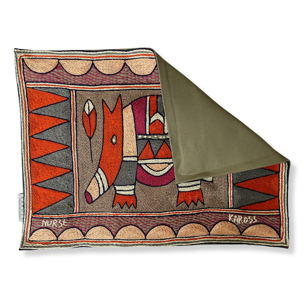 Ruby Sunset Anteater Hand-Embroidered Padded Placemat