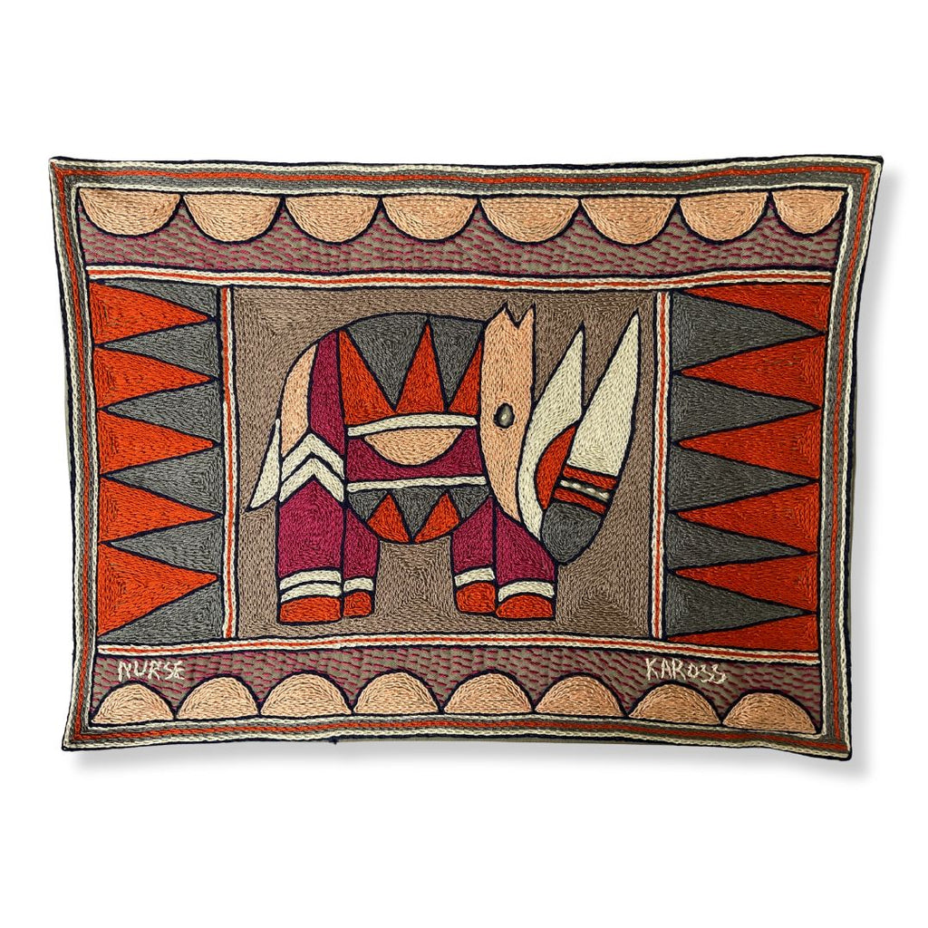 Ruby Sunset Rhino Hand-Embroidered Padded Placemat