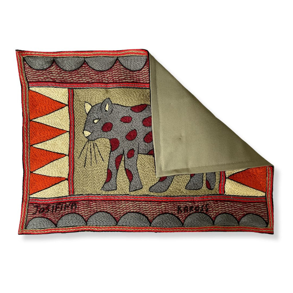 Royal Zulu Leopard Hand-Embroidered  Padded Placemat