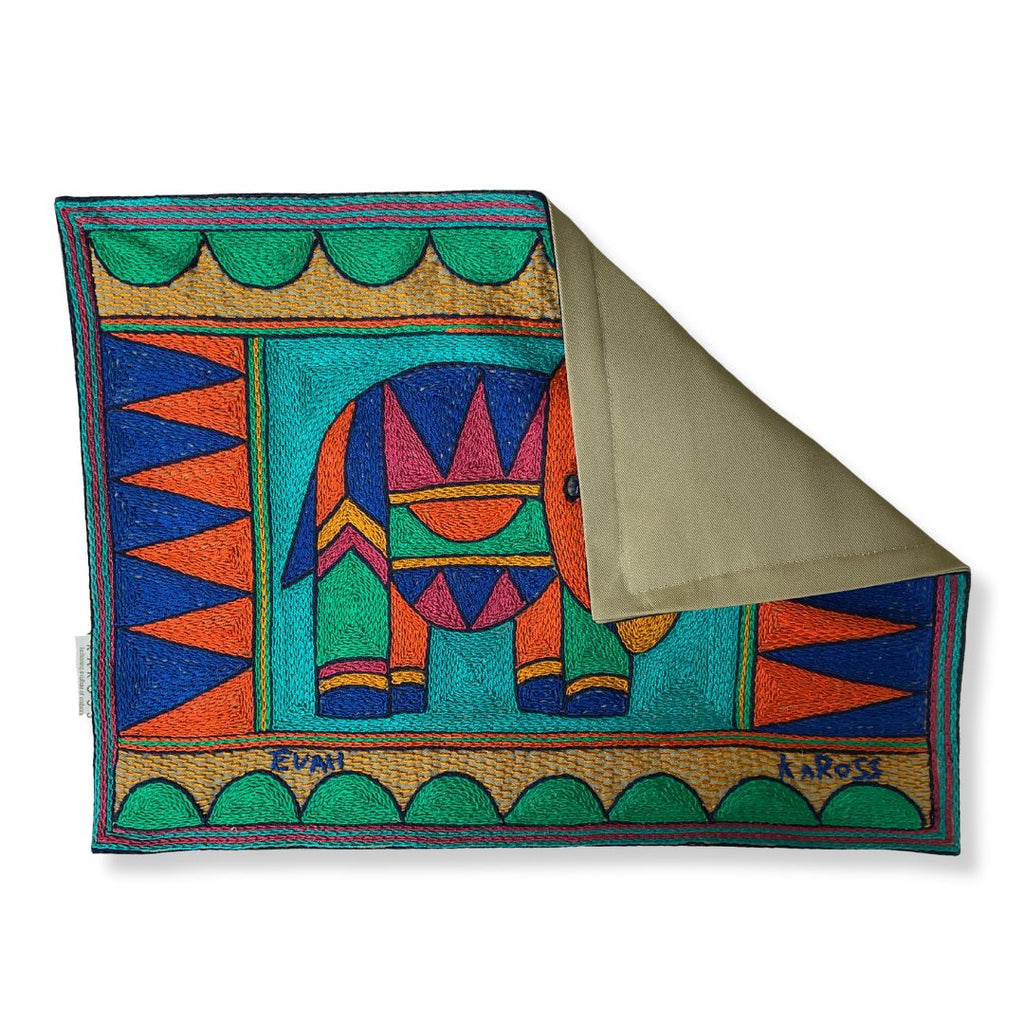 Marula’s in Autumn Rhino Hand-Embroidered Padded Placemat