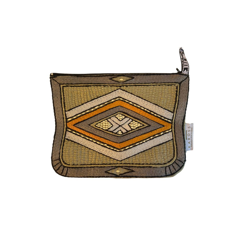 Ode to the African Savannah Hand-Embroidered Zip pouch medium