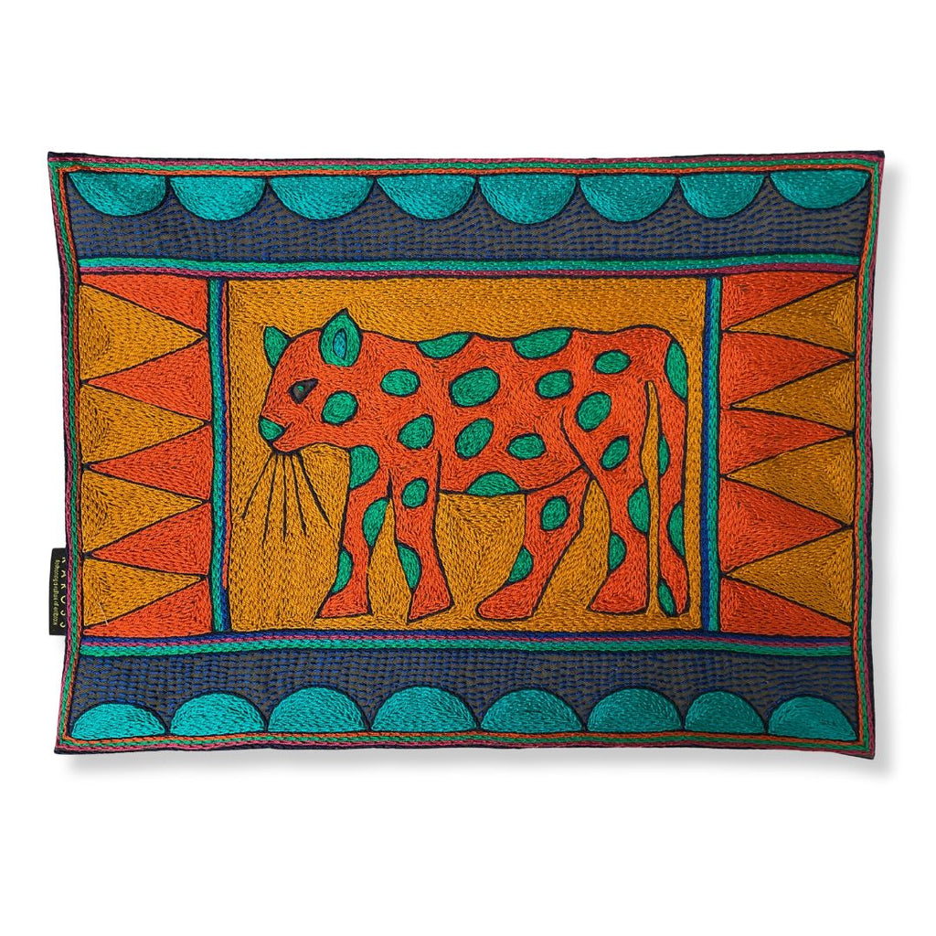 Marula’s in Autumn Leopard Hand-Embroidered  Padded Placemat