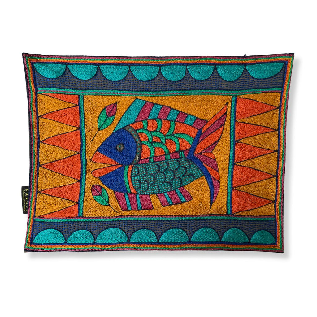 Marula’s in Autumn Fish Hand-Embroidered Padded Placemat