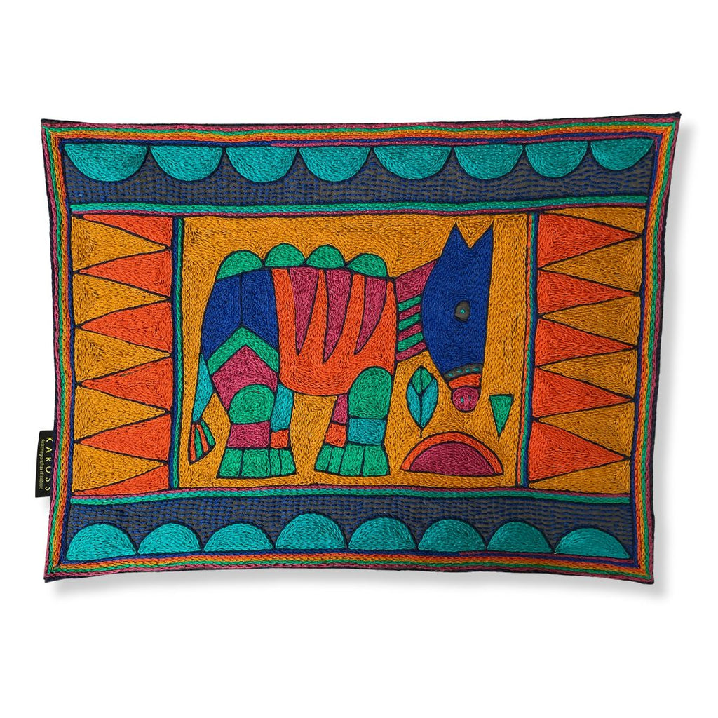 Marula’s in Autumn Antelope. Hand-Embroidered Padded Placemat