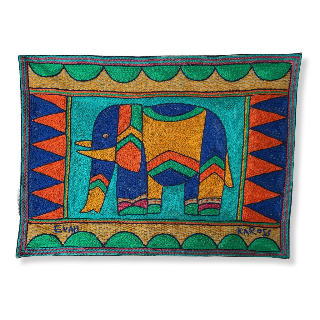 Marula’s in Autumn Elephant Hand-Embroidered Padded Placemat
