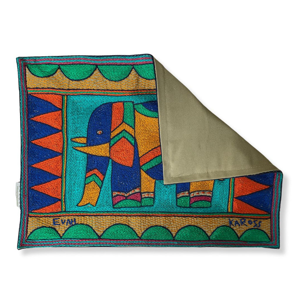 Marula’s in Autumn Elephant Hand-Embroidered Padded Placemat