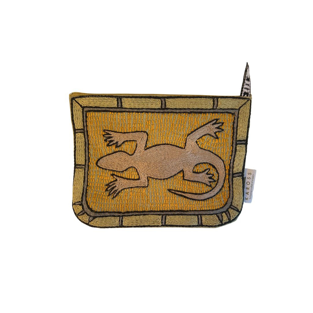 Ode to the African Savannah Hand-Embroidered Zip pouch medium