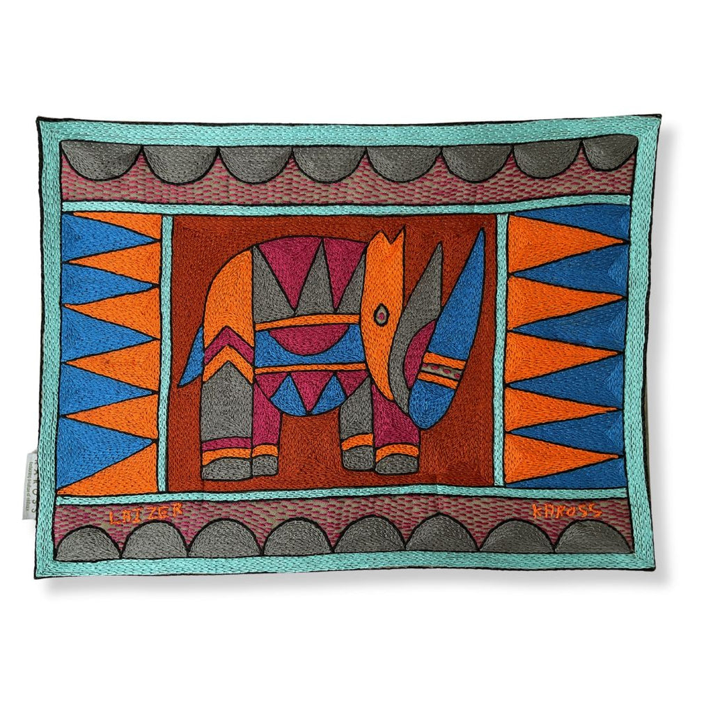 Bougainvillea Rhino Hand-Embroidered Padded Placemat