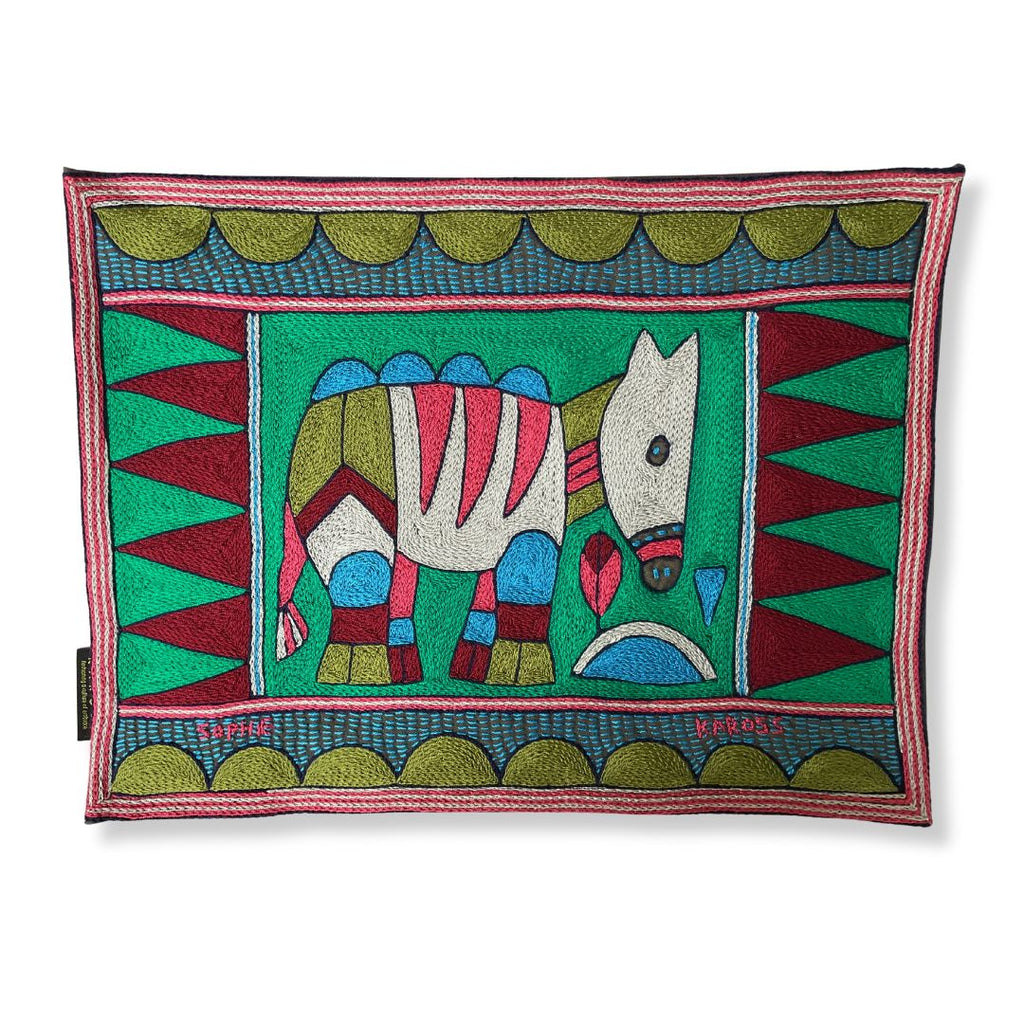 Turaco Antelope Hand-Embroidered Padded Placemat