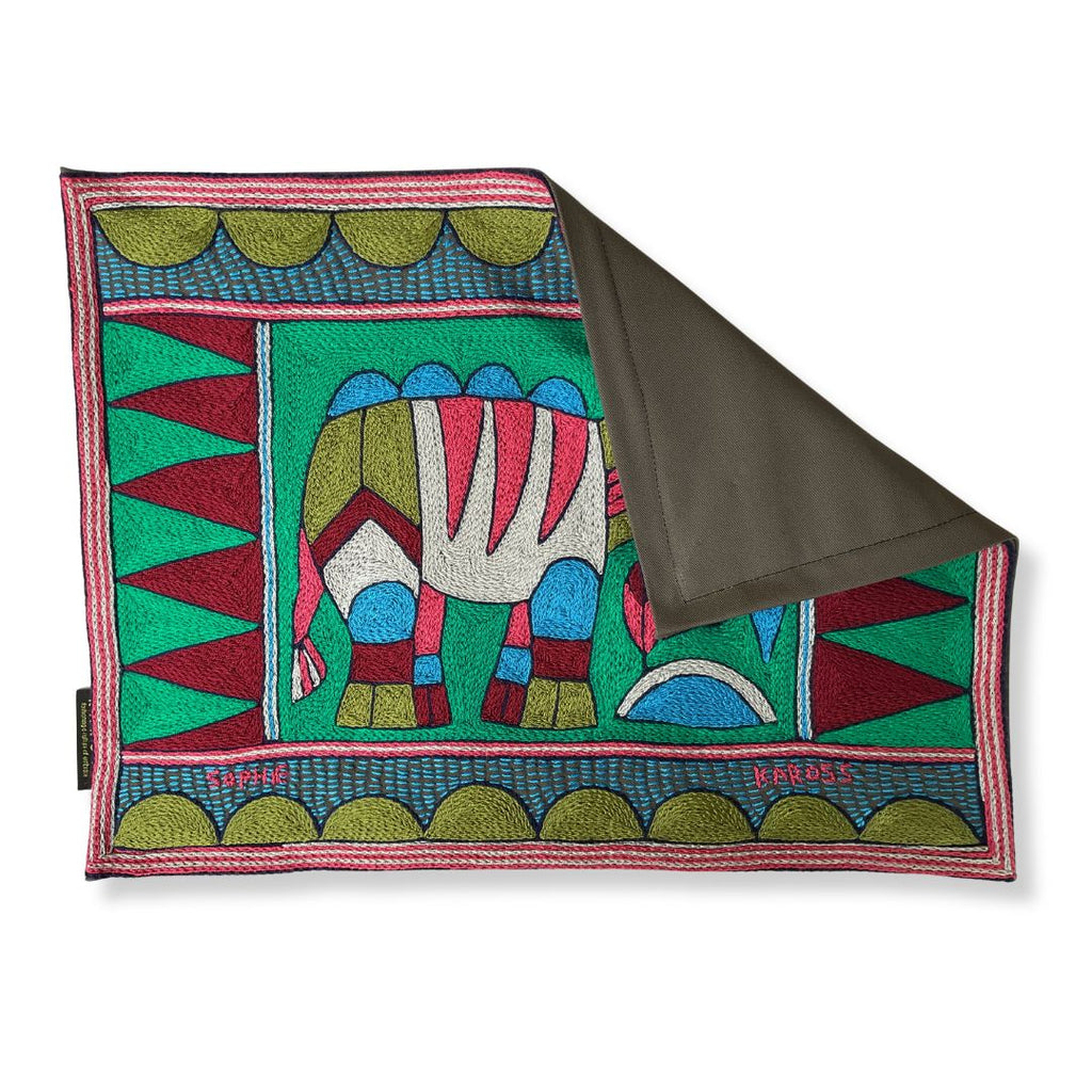 Turaco Antelope Hand-Embroidered Padded Placemat
