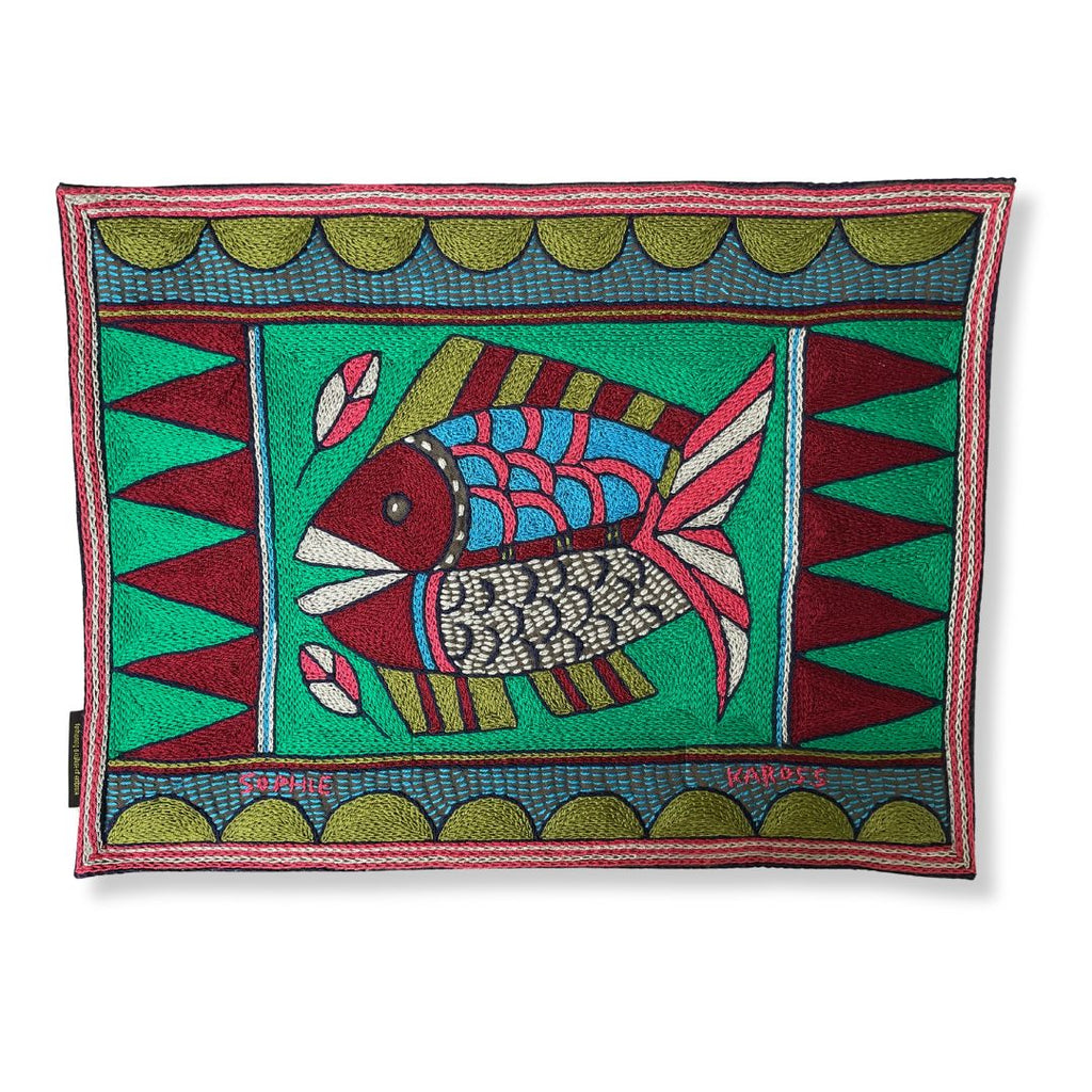 Turaco Fish Hand-Embroidered Padded Placemat