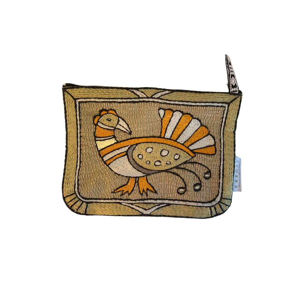 Ode to the African Savannah Hand-Embroidered Zip pouch medium
