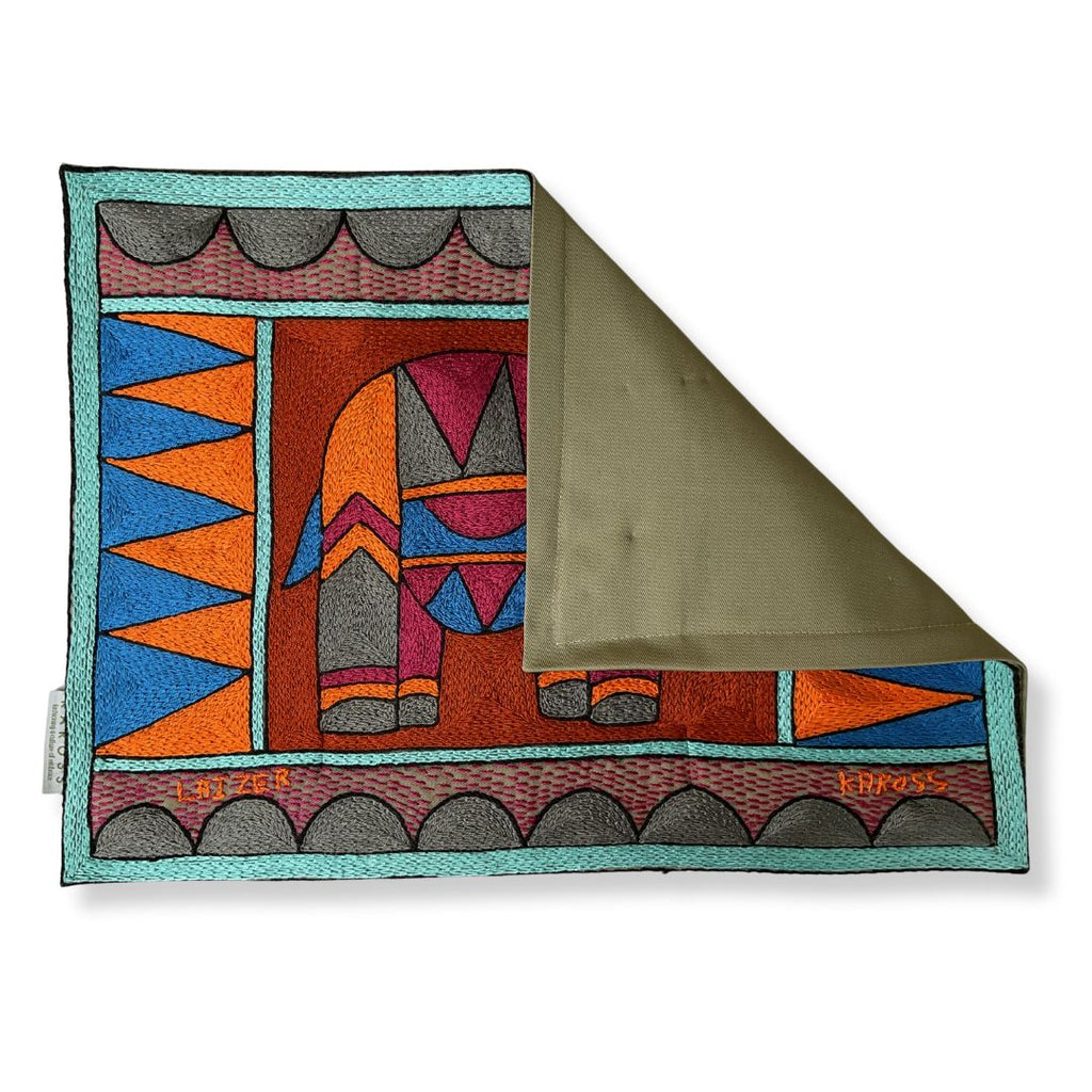 Bougainvillea Rhino Hand-Embroidered Padded Placemat