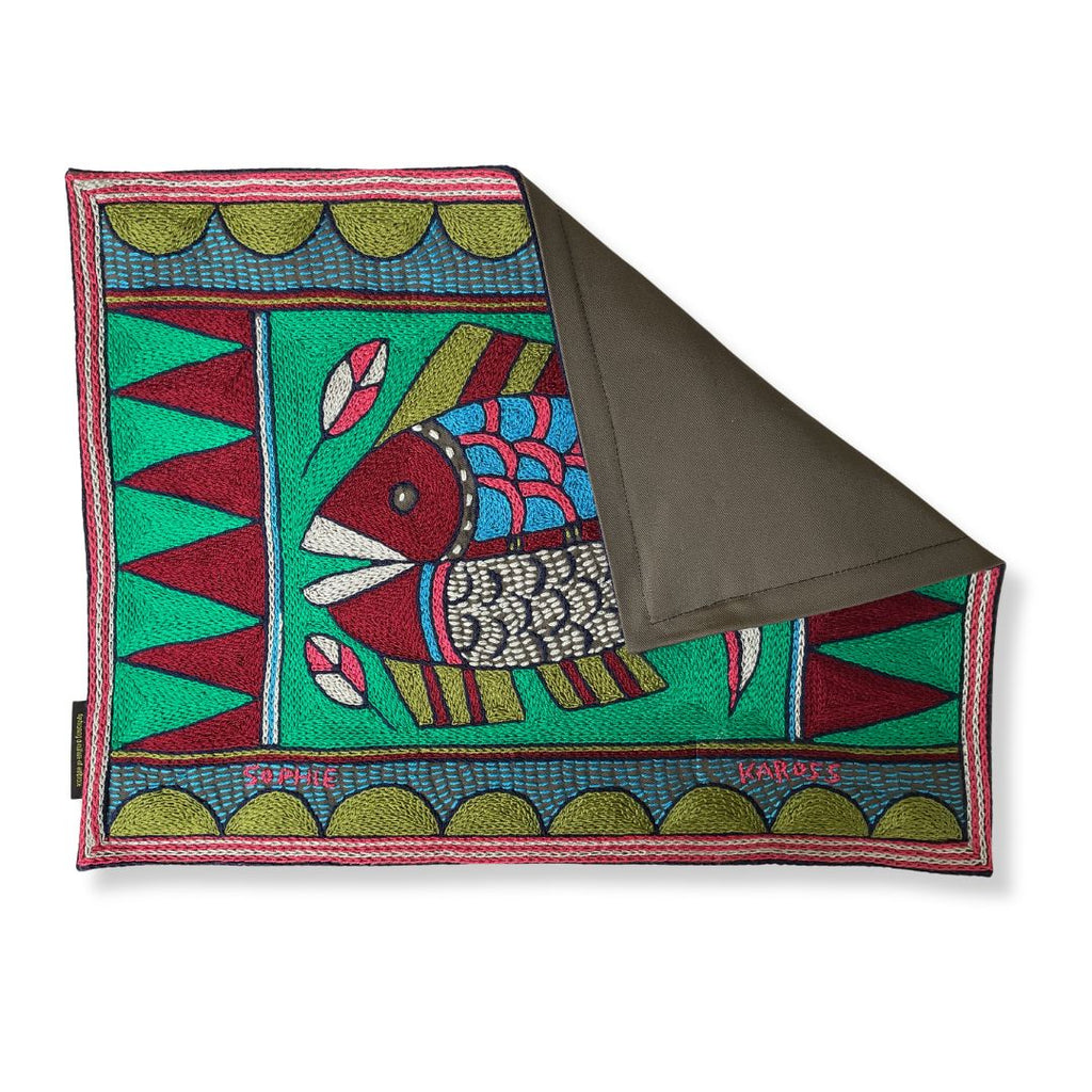 Turaco Fish Hand-Embroidered Padded Placemat