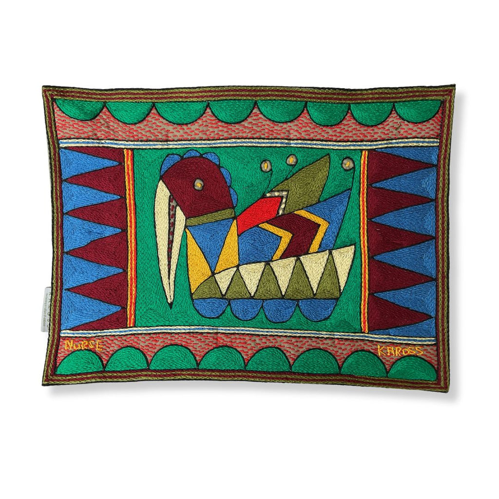 Viva Africa Bird on Eggs Hand-Embroidered Padded Placemat '