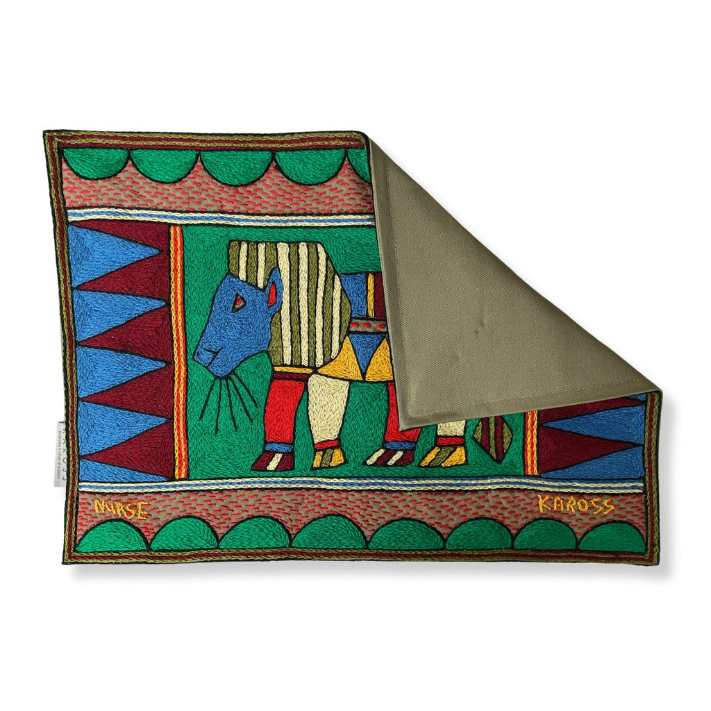 Viva Africa Lion Hand-Embroidered Padded Placemat