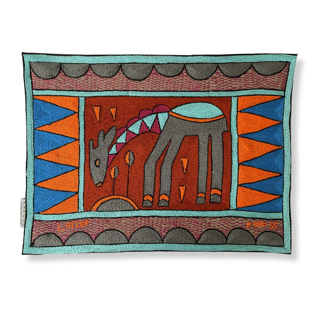 Bougainvillea Giraffe Hand-Embroidered Padded Placemat