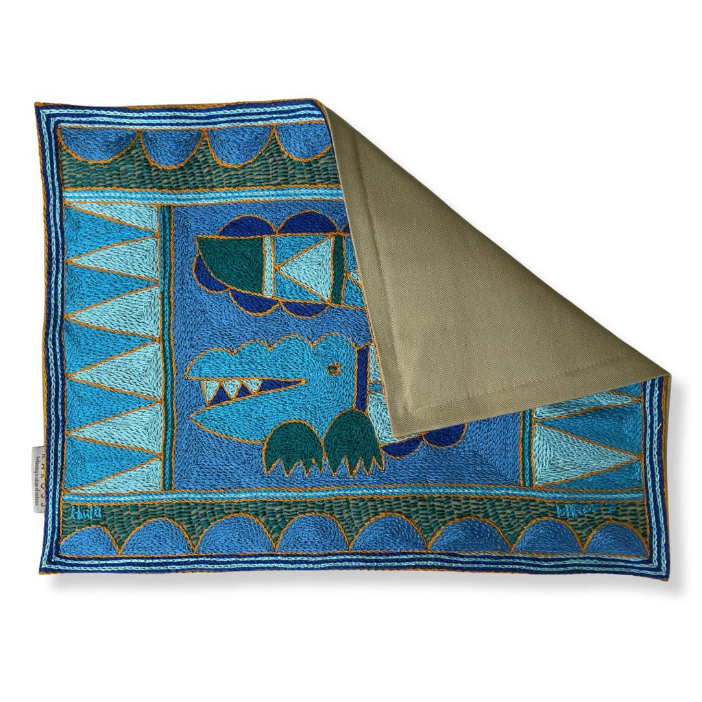 Delpht Crocodile Hand-Embroidered  Padded Placemat