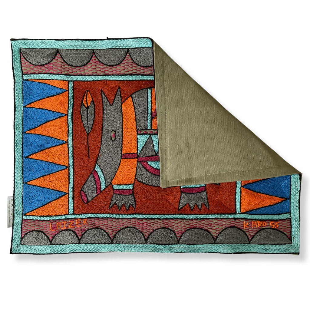 Bougainvillea Anteater Hand-Embroidered Padded Placemat