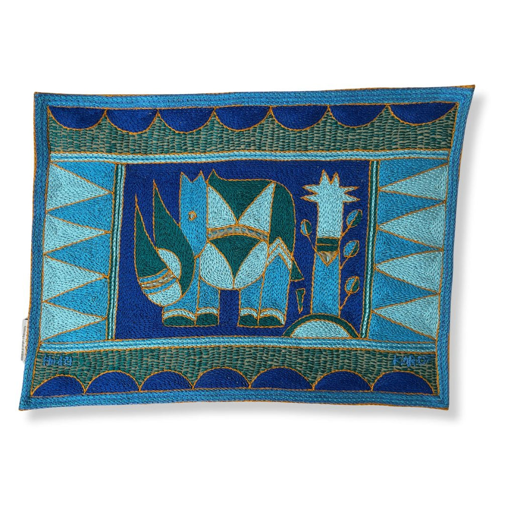 Delpht Rhino Hand-Embroidered  Padded Placemat