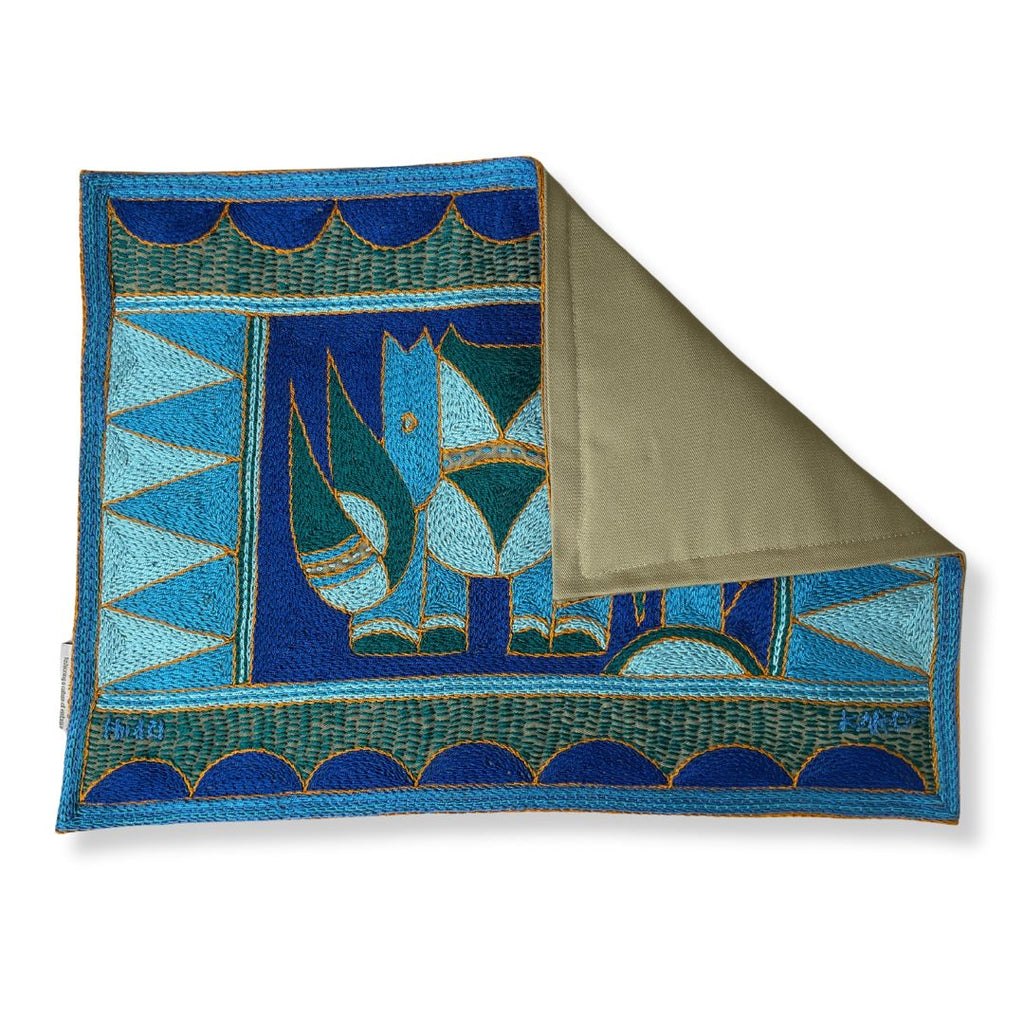 Delpht Rhino Hand-Embroidered  Padded Placemat