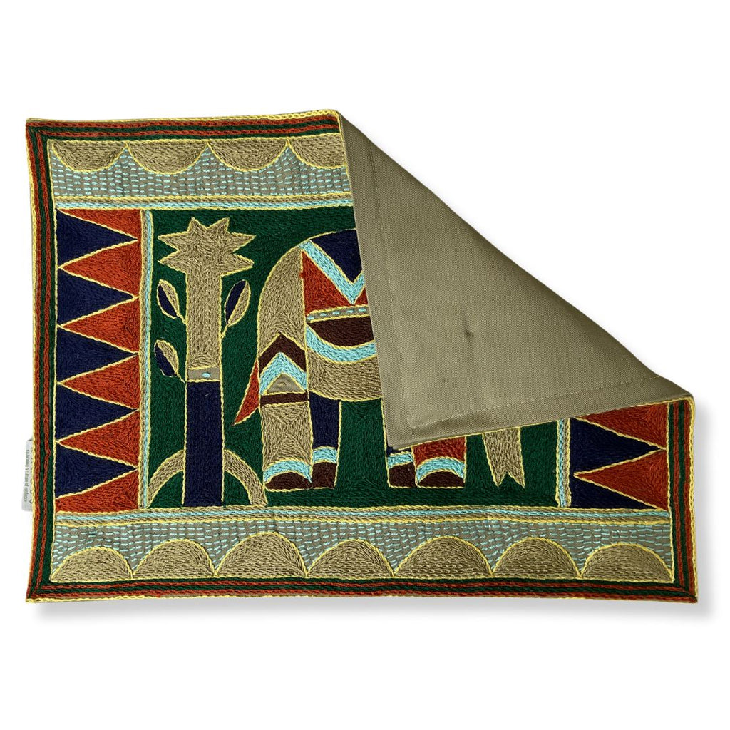 Mopani Moments Elephant Bull Hand-Embroidered Padded Placemat