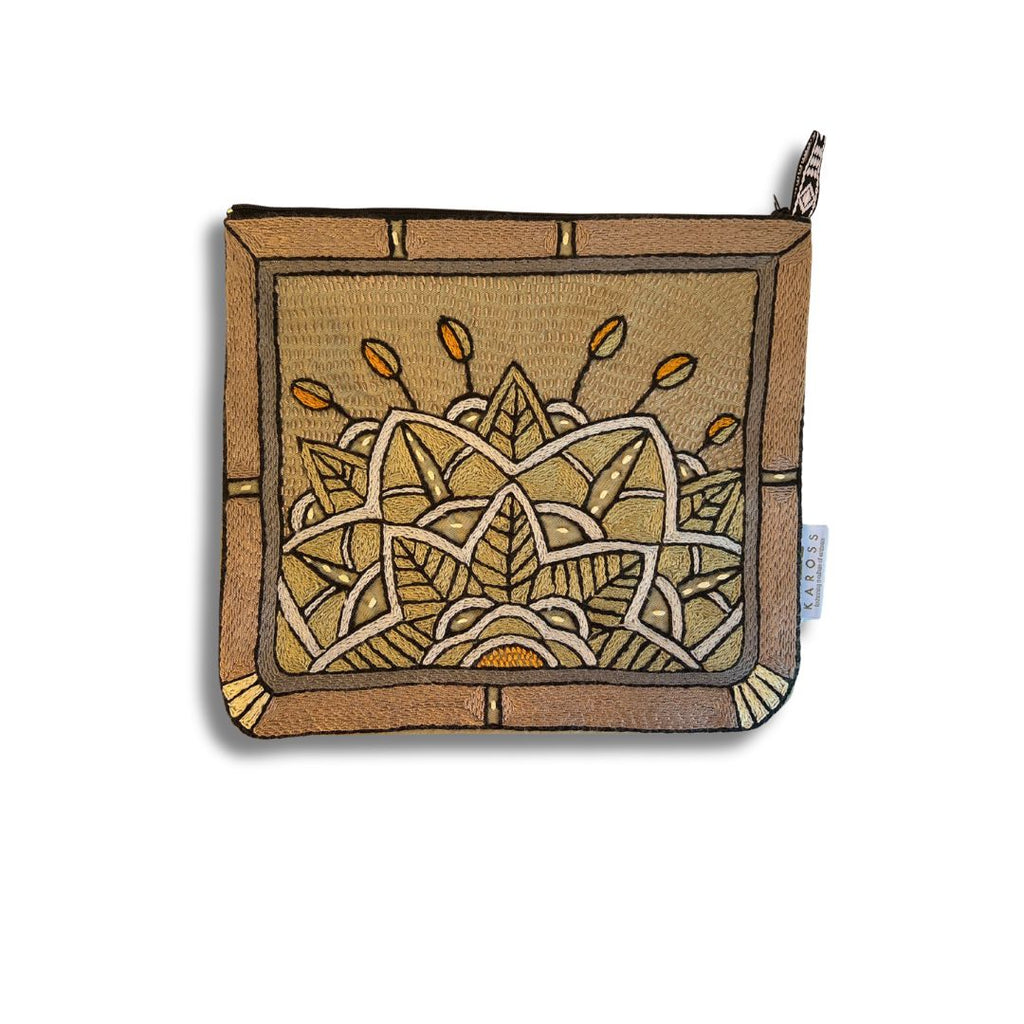 Ode to the African Savannah Hand-Embroidered Large Zip Pouch