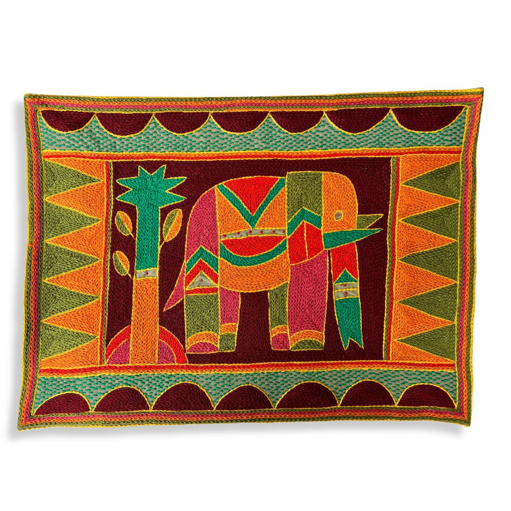 Shangaan Love Elephant Bull Hand-Embroidered Padded Placemat