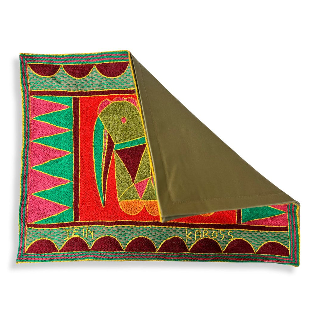 Shangaan Love Bird on Eggs Hand-Embroidered Padded Placemat