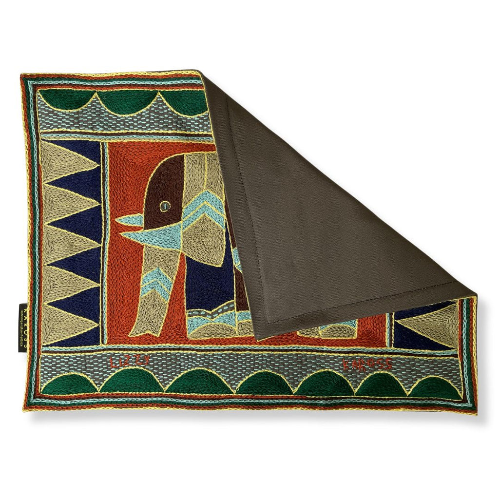 Mopani Moments Elephant Cow Hand-Embroidered Padded Placemat