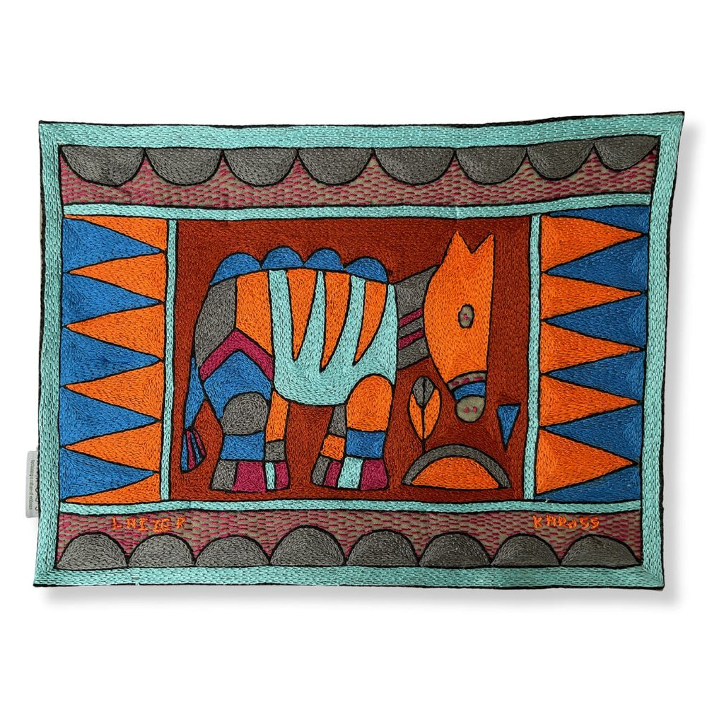 Bougainvillea Antelope Hand-Embroidered Padded Placemat