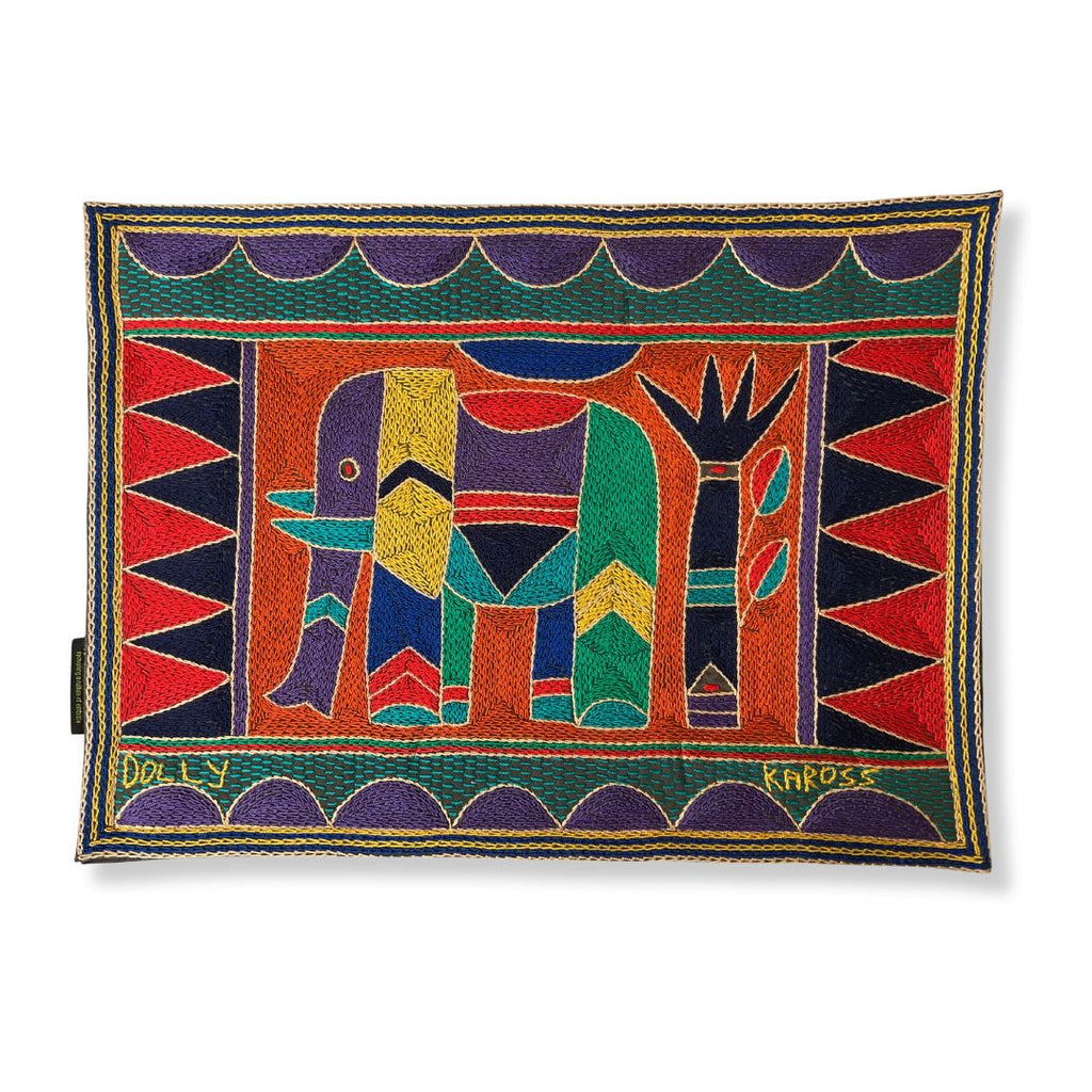 Happy Days Elephant Cow Hand-Embroidered Padded Placemat