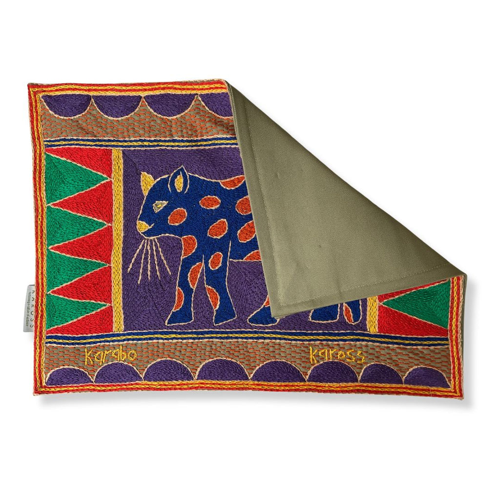 Happy Days Leopard Hand-Embroidered Padded Placemat