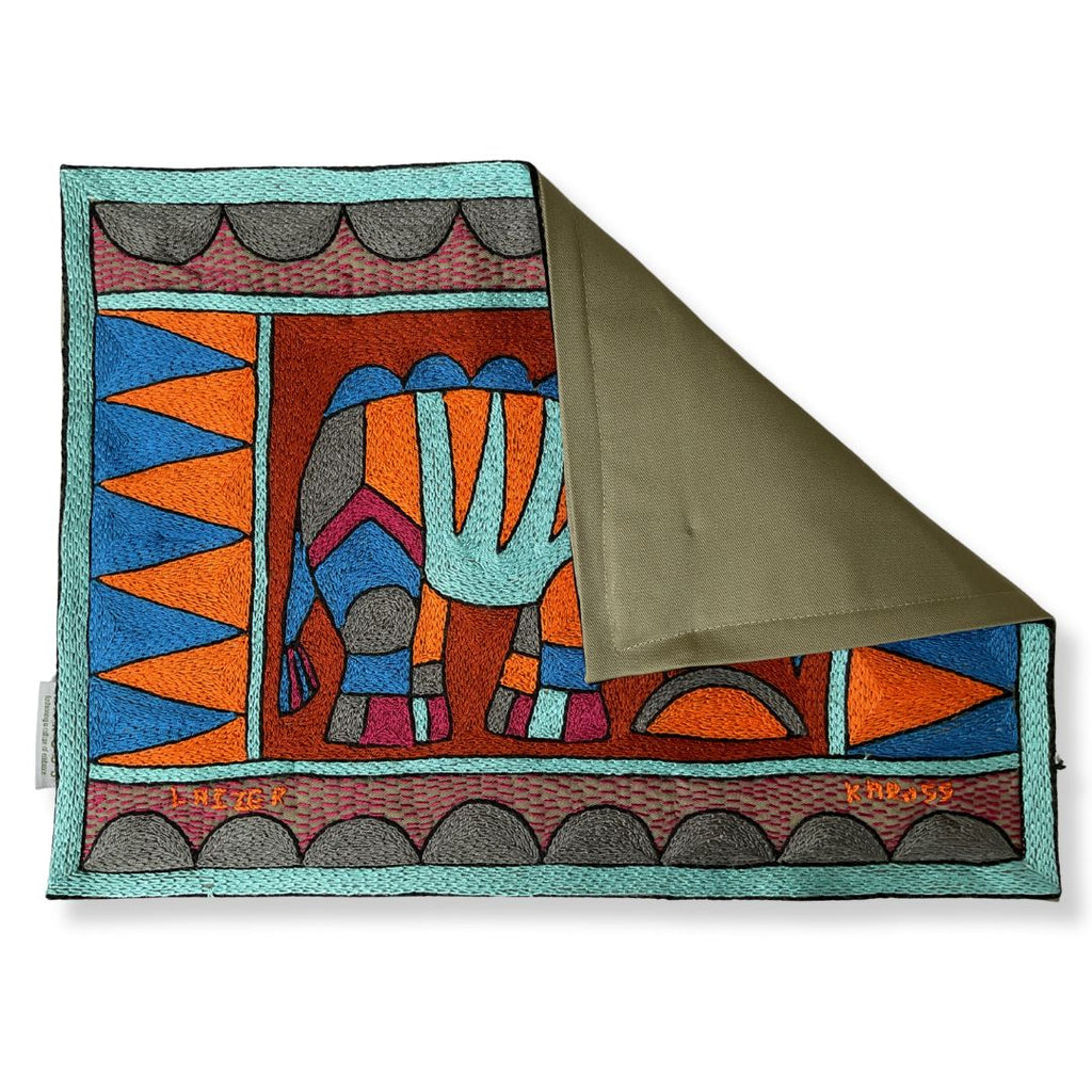 Bougainvillea Antelope Hand-Embroidered Padded Placemat