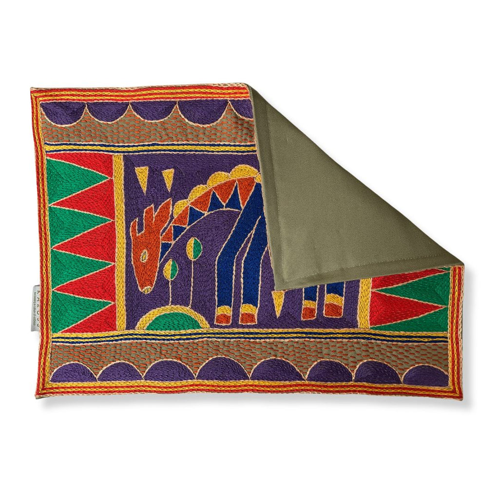 Happy Days Giraffe handmade Embroidered Padded Placemat