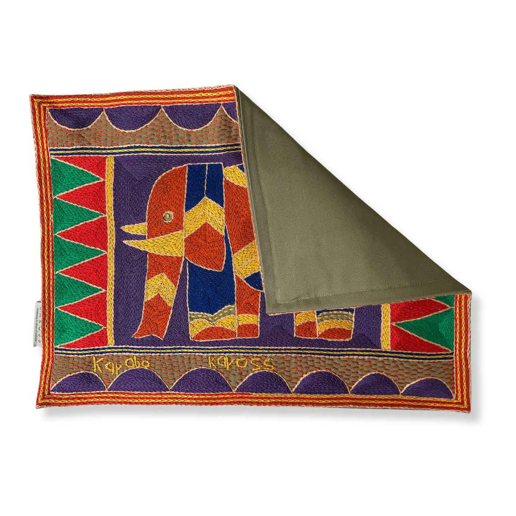 Happy Days Elephant handmade Hand-Embroidered Padded Placemat