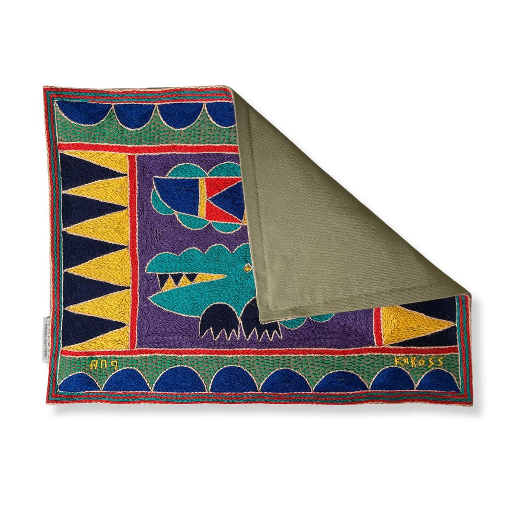 Happy Days Crocodile Hand-Embroidered Padded Placemat