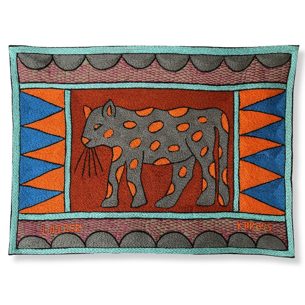 Bougainvillea Leopard Hand-Embroidered Padded Placemat