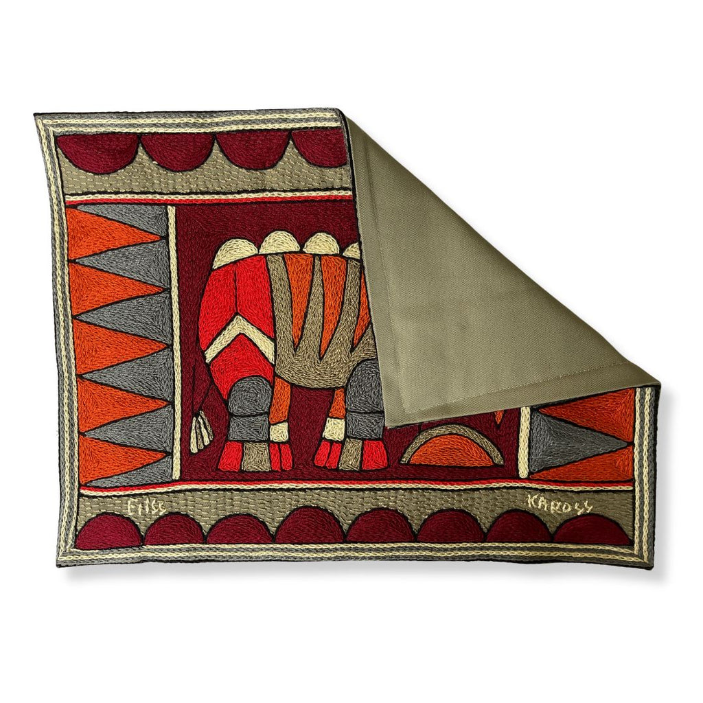Royal Zulu Antelope Hand-Embroidered  Padded Placemat