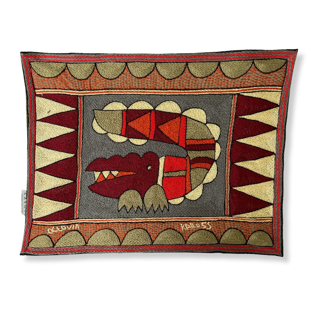 Royal Zulu Crocodile Hand-Embroidered Padded Placemat