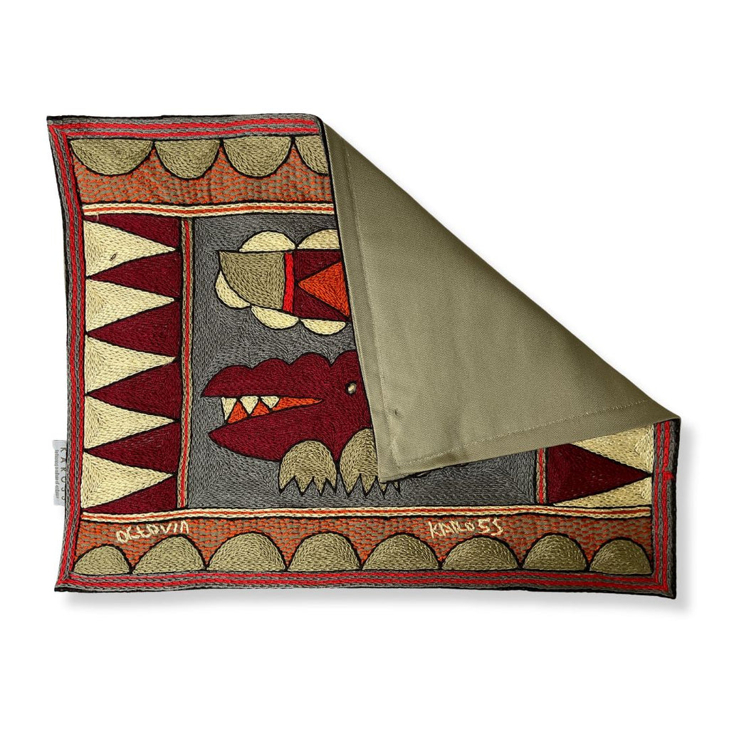 Royal Zulu Crocodile Hand-Embroidered Padded Placemat