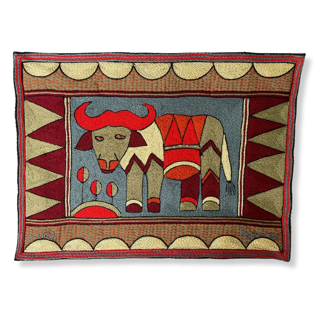 Royal Zulu Buffalo Hand-Embroidered Padded Placemat