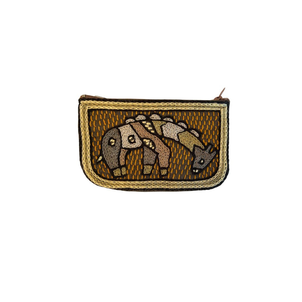 Ode to the African Savannah Hand-Embroidered zip pouch small