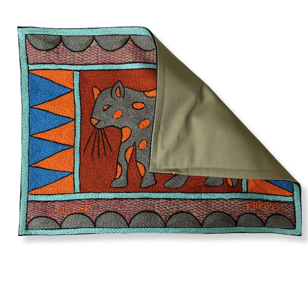 Bougainvillea Leopard Hand-Embroidered Padded Placemat