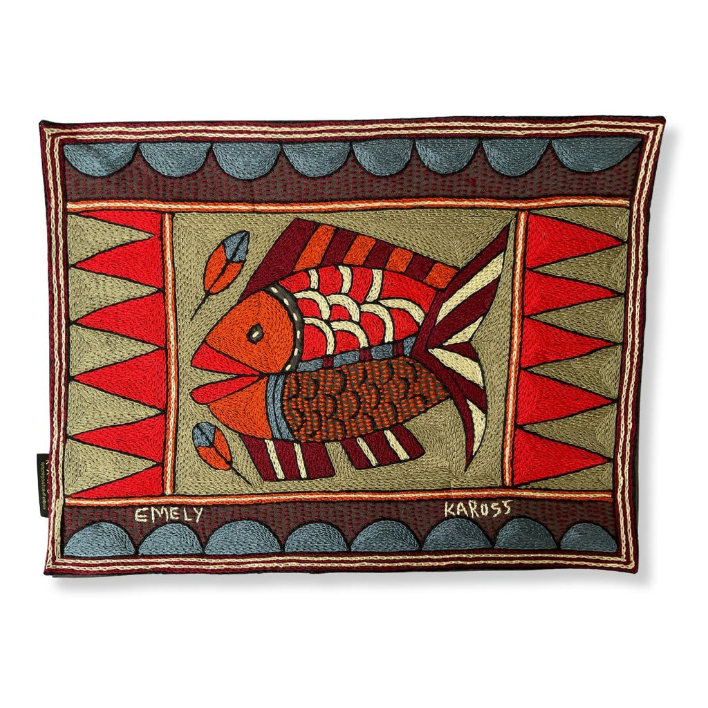 Royal Zulu Fish Hand-Embroidered  Padded Placemat