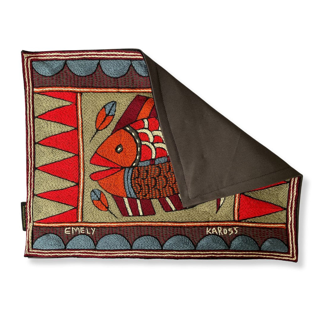 Royal Zulu Fish Hand-Embroidered  Padded Placemat